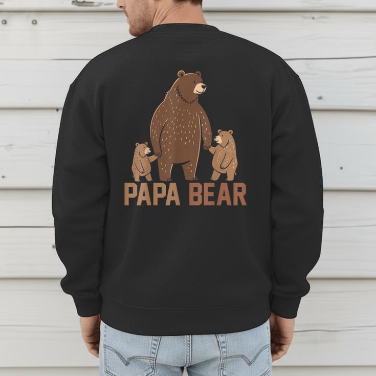 Papa Bear Dad Two Cubs Daddy Bear 2 Kids Father's Day Men's Sweatshirt Back Print Papa Bear Dad Two Cubs Daddy Bear 2 Kids Father's Day Men's Sweatshirt Back Print