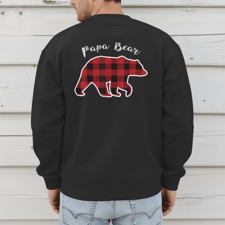 PAPA Bear Men Red Plaid Christmas Pajama Family Dad Small Men's Sweatshirt Back Print
