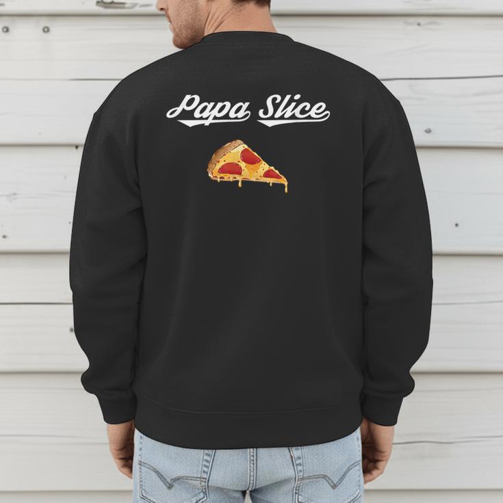Papa Slice Pizza Belly Expectant Dad Pizza Pregnancy Reveal Men's Sweatshirt Back Print