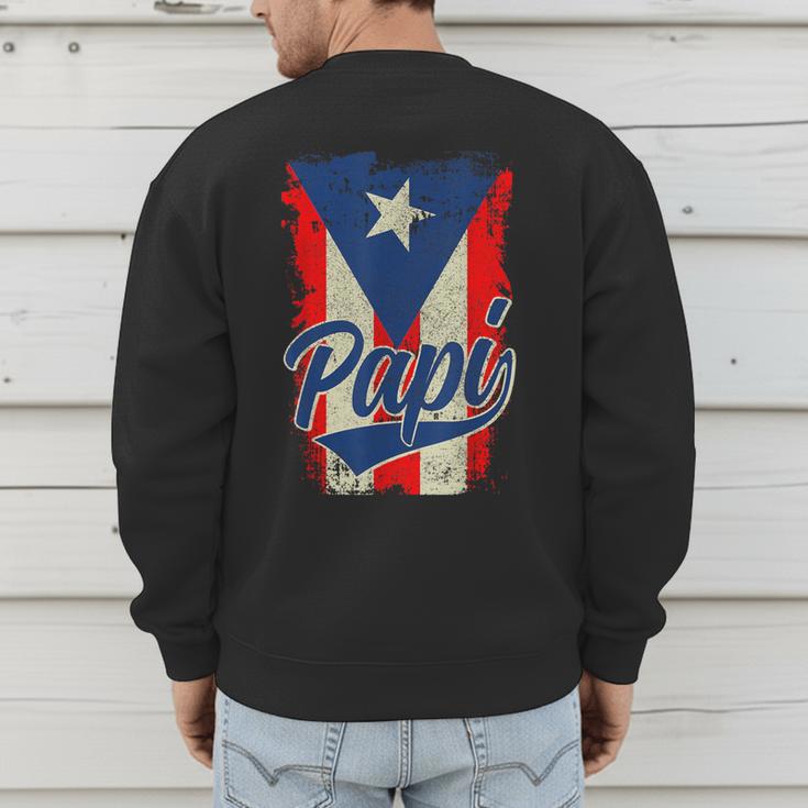 Papi Puerto Rican Dad Puerto Rico Pride Boricua Father's Day Men's Sweatshirt Back Print