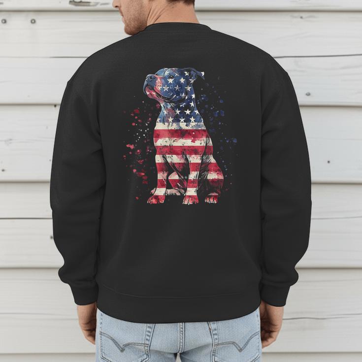 Patriotic Pitbull American Flag 4th Of July Dog Pitbull Dad Men's Sweatshirt Back Print