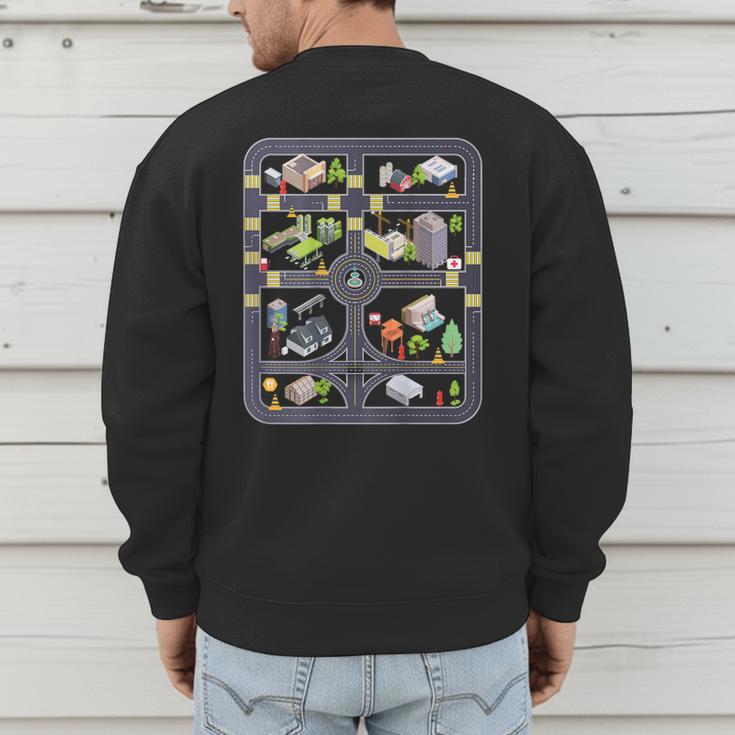 Play Cars On Dad's Back Mom's Back City Map BACK PRINT ONLY Men's Sweatshirt Back Print