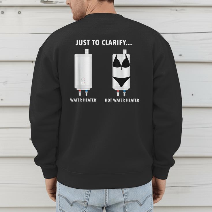 Plumber Hot Water Heater Plumbing Dad Joke Men's Sweatshirt Back Print