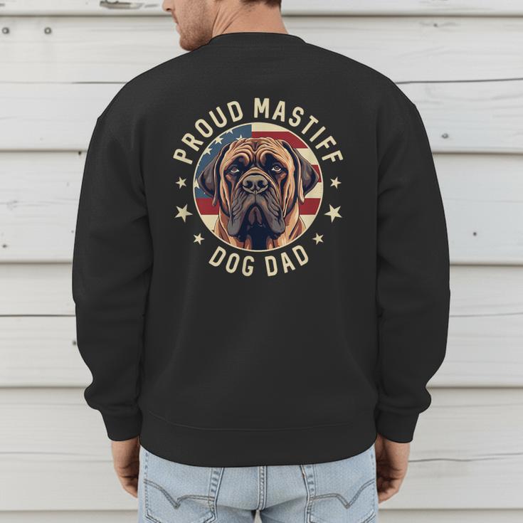 Proud Mastiff Dad American Flag Patriotic Mastiff Dad Men's Sweatshirt Back Print