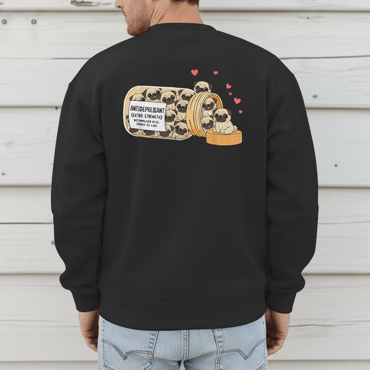 Pug Anti Depressant Mom Dad Kids Men's Sweatshirt Back Print Pug Anti Depressant Mom Dad Kids Men's Sweatshirt Back Print