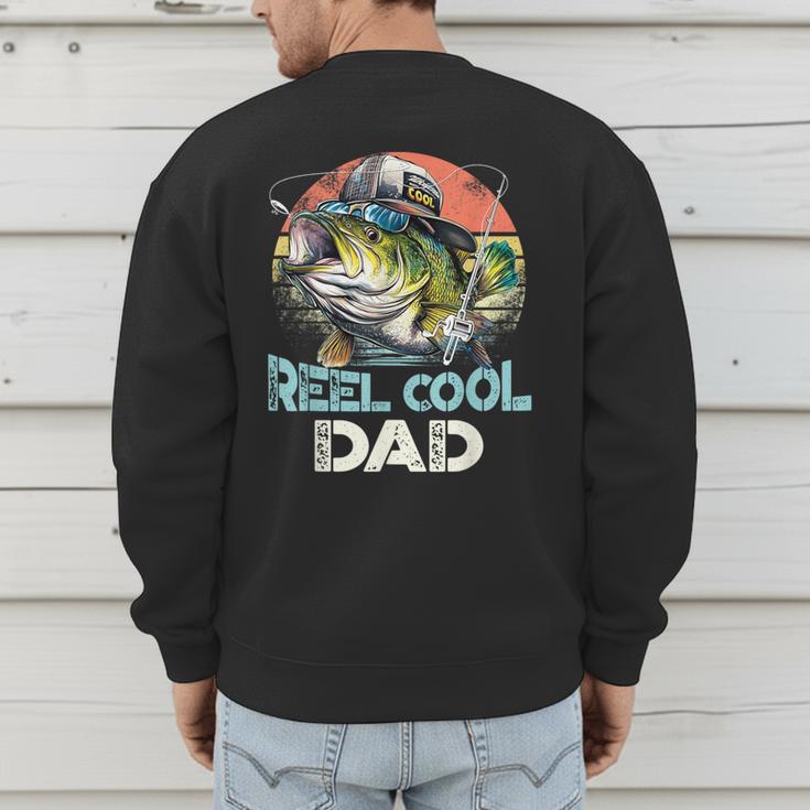 Reel Cool Dad Fishing Vintage Retro Father's Day Men's Sweatshirt Back Print