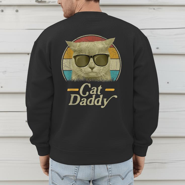 Retro Cat Daddy 80s 90s Style Sunglasses Men's Sweatshirt Back Print