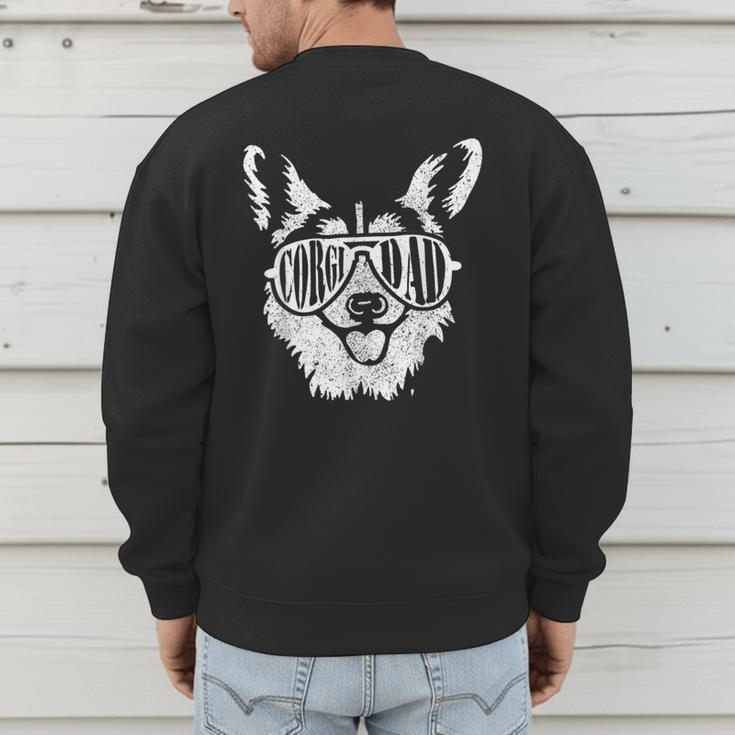 Retro Corgi Dad Dog Owner Pet Welsh Corgi Fathers Day Men's Sweatshirt Back Print