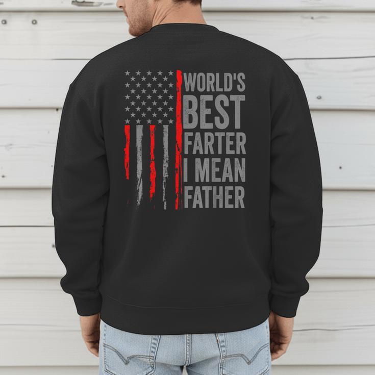 Retro Dad World's Best Farter I Mean Father Vintage Flag Usa Men's Sweatshirt Back Print