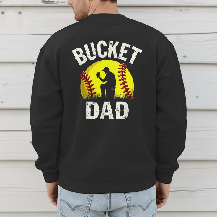 Retro Daddy Bucket Dad Softball Girl Men's Sweatshirt Back Print