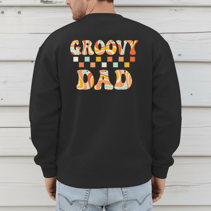 Retro Groovy Dad Matching Family 1st Birthday Party Men's Sweatshirt Back Print