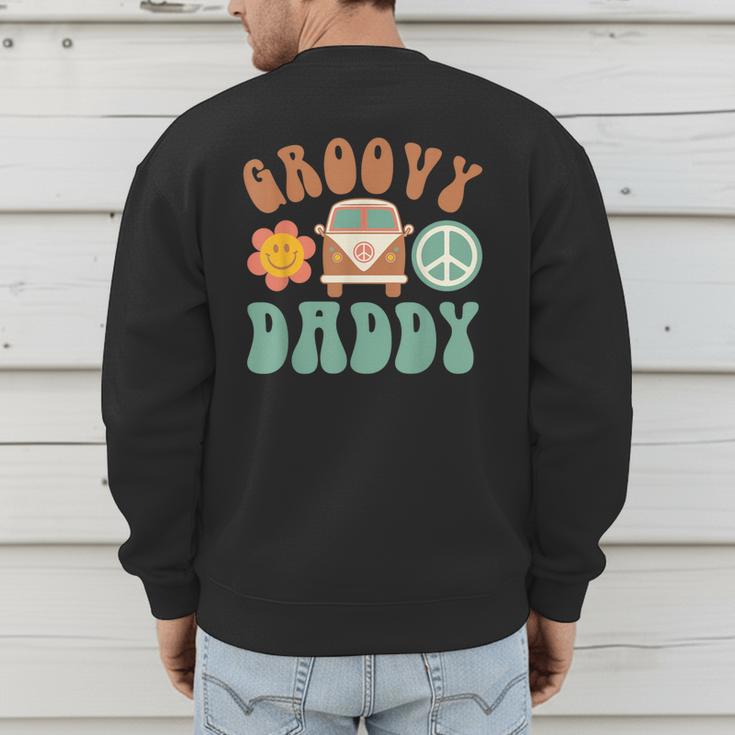 Retro Groovy Daddy Matching Family Birthday Party Men's Sweatshirt Back Print