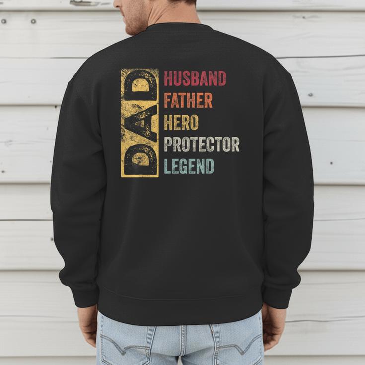 Retro Husband Father Hero Protector Legend Father Day Dad Men's Sweatshirt Back Print
