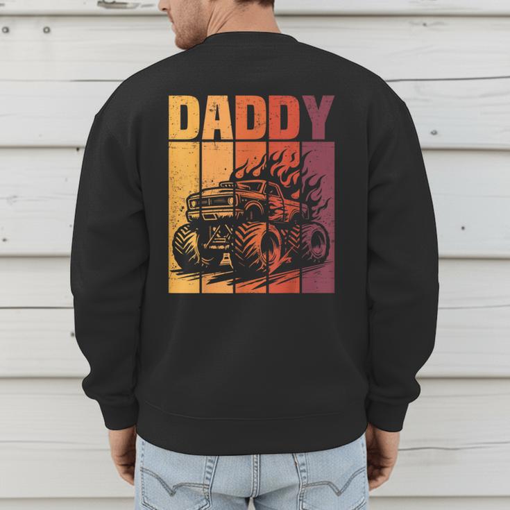 Retro Monster Truck Daddy Matching Family Birthday Party Men's Sweatshirt Back Print