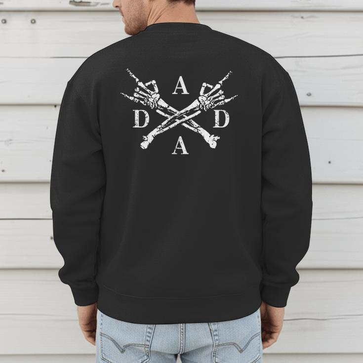 Retro Pocket Dada Daddy Papa Fathers Day Skeleton Men's Sweatshirt Back Print