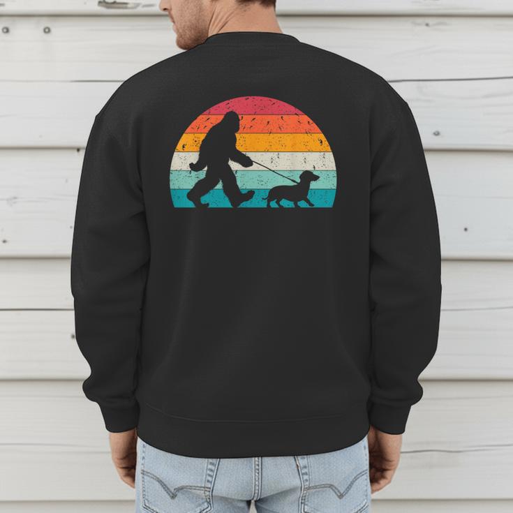 Retro Sasquatch Lover Doxie Wiener Dog Walker Bigfoot Walking a Dog Dachshund Weiner Dog Dad Weenie Small Men's Sweatshirt Back Print Retro Sasquatch Lover Doxie Wiener Dog Walker Bigfoot Walking a Dog Dachshund Weiner Dog Dad Weenie Small Men's Sweatshirt Back Print