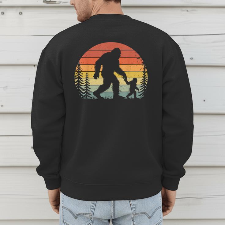 Retro Vintage Bigfoot Dad Fathers Day Father Son Matching Men's Sweatshirt Back Print
