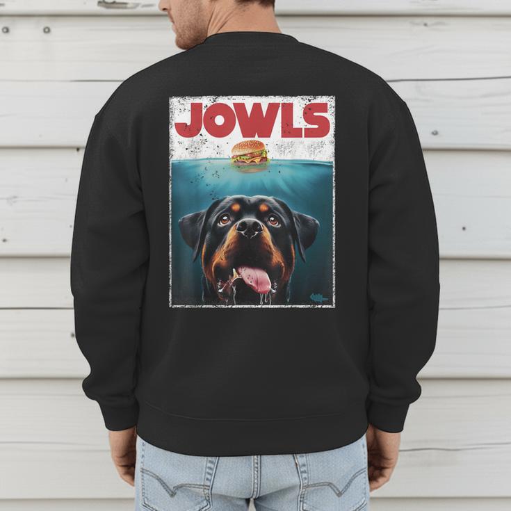 Rottie Rottweiler Jowls Burger Giant Tank Dog Mom Dad Men's Sweatshirt Back Print