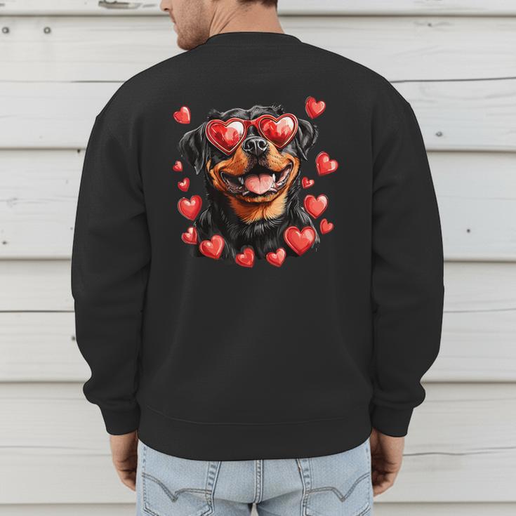 Rottweiler Heart Glasses Cute Rottie Dog Lover Mom Dad Kids Men's Sweatshirt Back Print