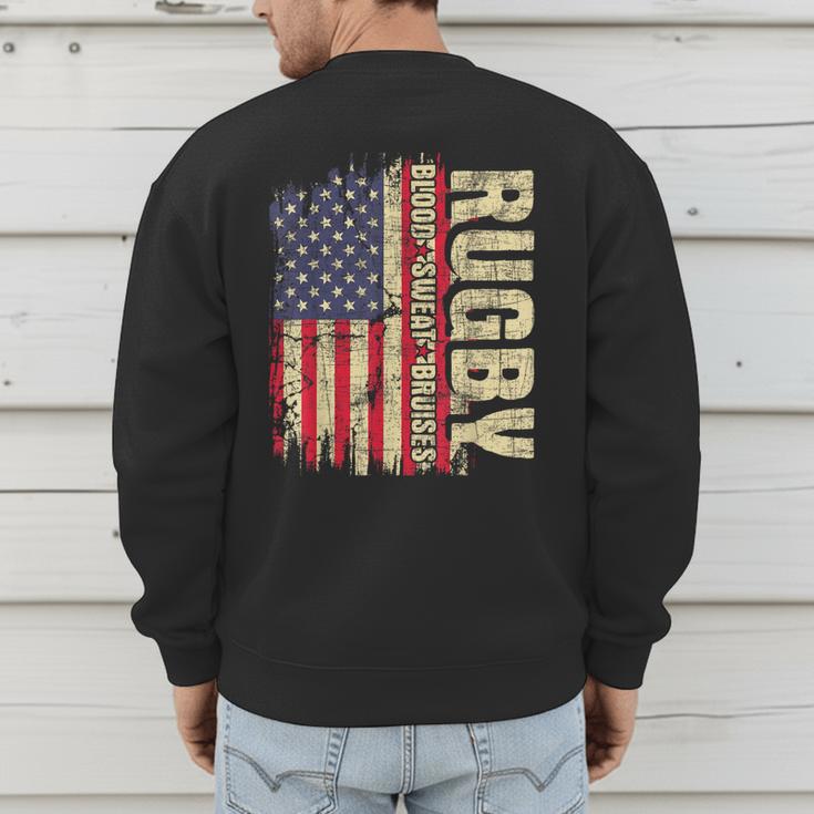 Rugby Blood Sweat Bruises Rugby Player Coach Dad Mom Men's Sweatshirt Back Print