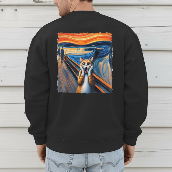 The Scream Cat Parody For Kitty Cat Lover Cat Mom Cat Dad Men's Sweatshirt Back Print