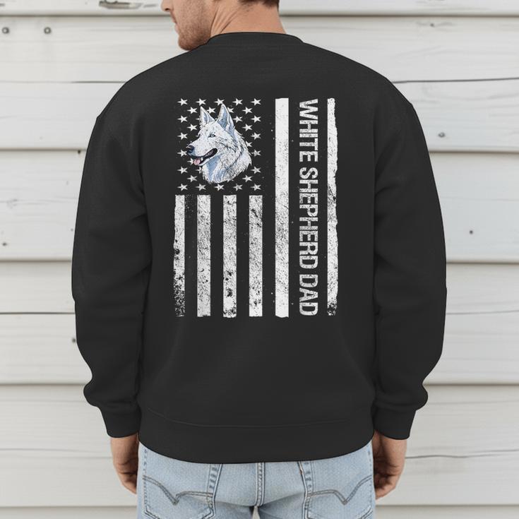 Shepherd Dad USA Flag White German Shepherd Men's Sweatshirt Back Print