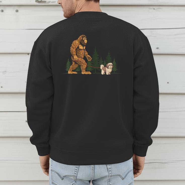 Shih Tzu Bigfoot Dog Walking Mom Dad Kids Men's Sweatshirt Back Print Shih Tzu Bigfoot Dog Walking Mom Dad Kids Men's Sweatshirt Back Print
