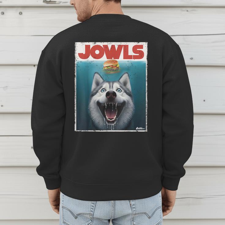 Siberian Husky Jowls Sled Dog Mom Top Alaskan Dog Dad Men's Sweatshirt Back Print