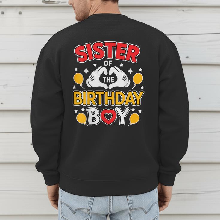 Sister Of The Birthday Boy Family Matching Dad Mom Men's Sweatshirt Back Print