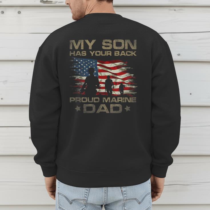 My Son Has Your Back Marine Dad Camouflage Men's Sweatshirt Back Print