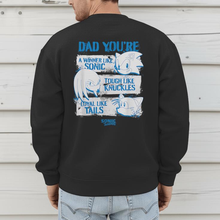 Sonic The Hedgehog Father's Day Dad Qualities Distressed Men's Sweatshirt Back Print
