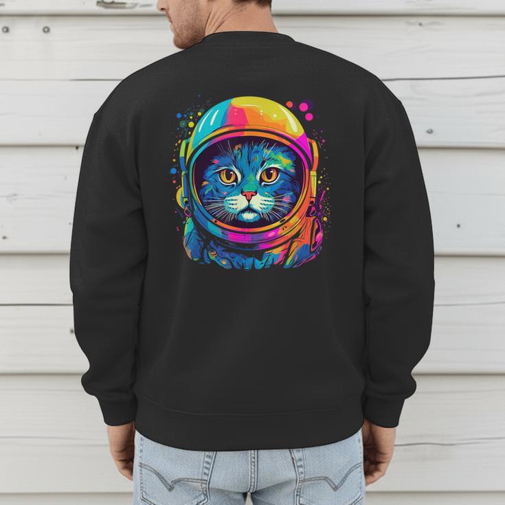 Space Cat Mom Cat Dad Men Women Kids Astronaut Space Men's Sweatshirt Back Print