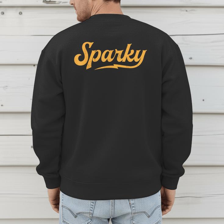 Sparky Electrician Lineman Dad Retro Vintage Novelty Men's Sweatshirt Back Print