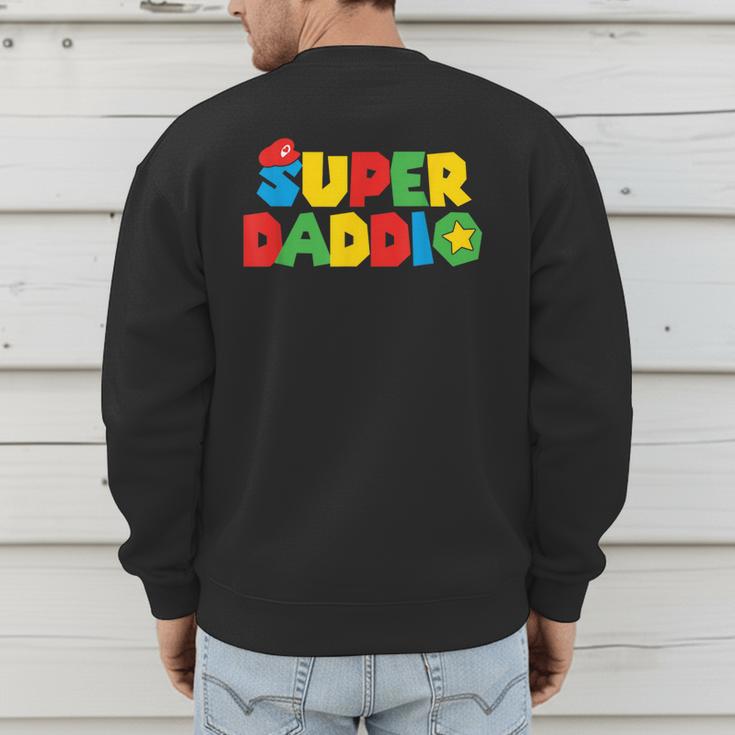 Super Gamer Dad Unleashed Celebrating Fatherly Powers Men's Sweatshirt Back Print