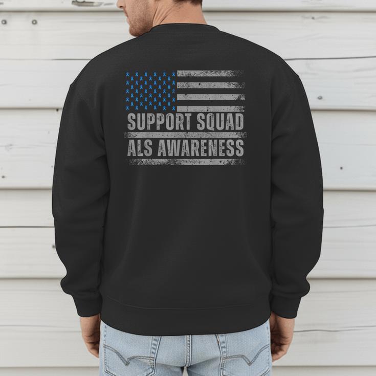 Support ALS Awareness Month USA American Flag Men Dad Men's Sweatshirt Back Print