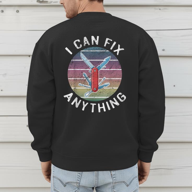 Swiss Army Knife DIY Dad Fathers Day Fix Anything Handyman Men's Sweatshirt Back Print