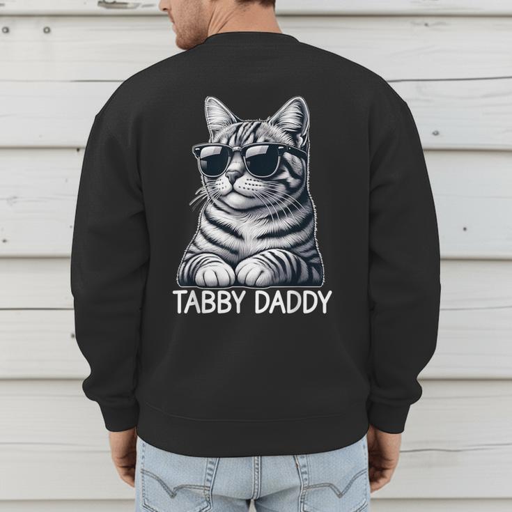 Tabby Daddy Cat Dad Graphic Grey Tabby Cat Lover Men's Sweatshirt Back Print