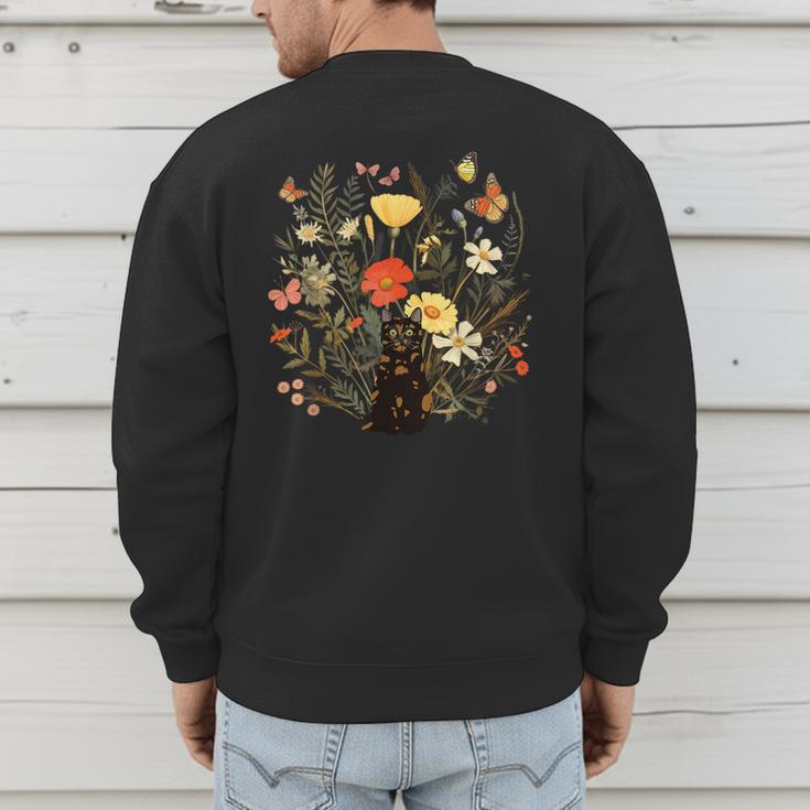 Tortie Cat Owner Flowers Tortie Cat Mom Tortie Cat Dad For Men Women Kids Men's Sweatshirt Back Print