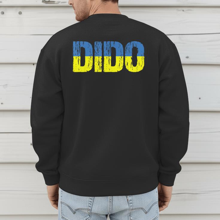 Ukrainian Dido Grandfather Dad Ukraine Flag Distressed Men's Sweatshirt Back Print