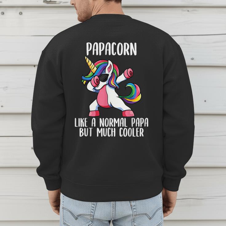 Unicorn Dad Girl Birthday Party Clothing Papacorn Men's Sweatshirt Back Print