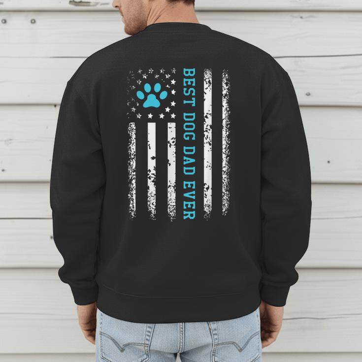 USA Flag Best Dog Dad Ever American Puppy Lover Paw Men's Sweatshirt Back Print