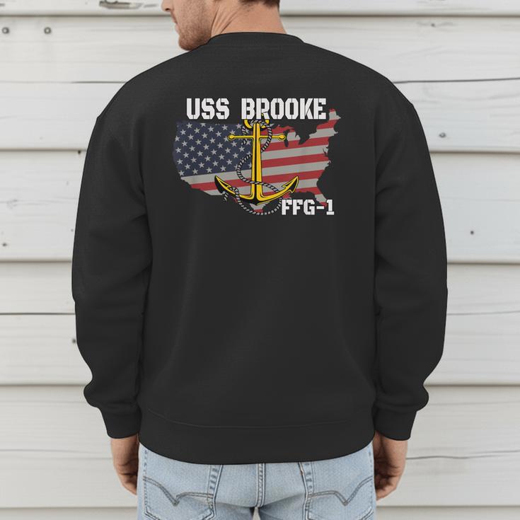 USS Brooke FFG-1 Frigate Veterans Day Son Father Grandpa Dad Men's Sweatshirt Back Print