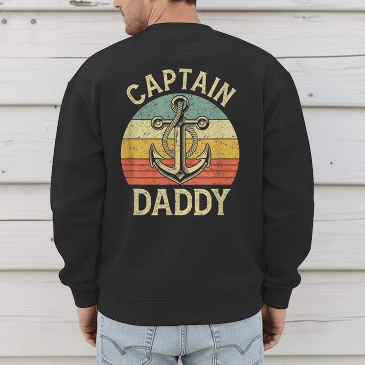 Vintage Captain Daddy Boat Pontoon Dad Fishing Sailor Anchor Men's Sweatshirt Back Print