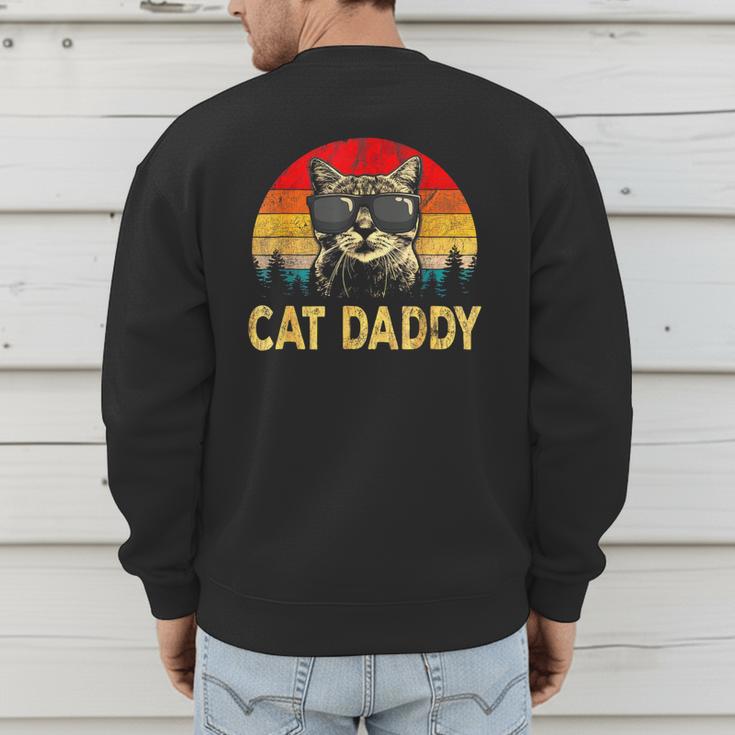 Vintage Cat Daddy Cat Lover Cat Dad Fathers Men's Sweatshirt Back Print