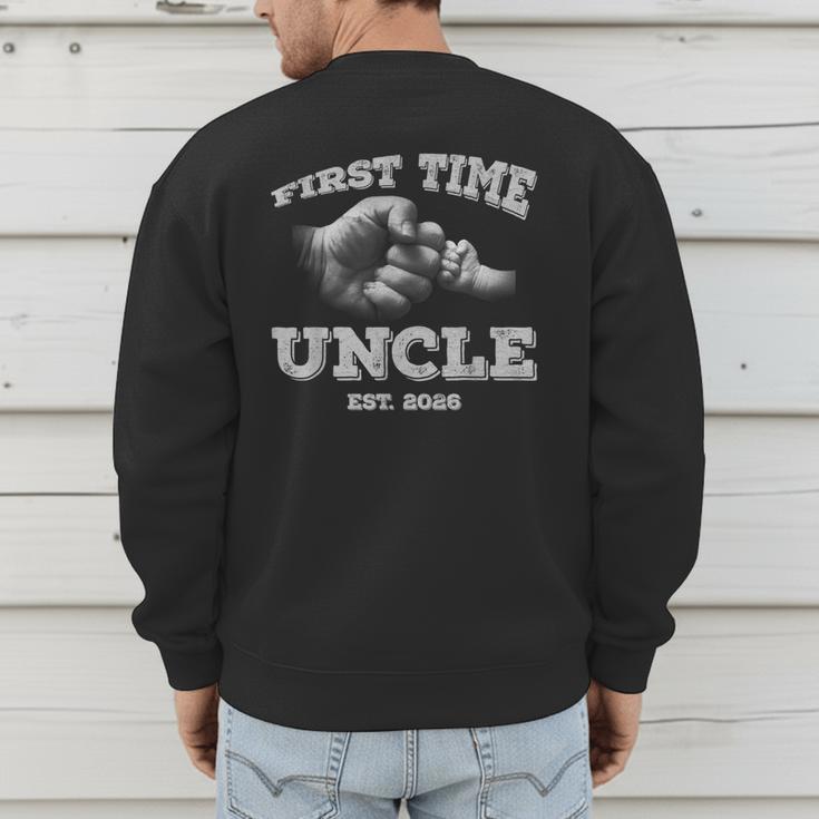 Vintage First Time Uncle 2026 Hand Dad Baby Father's Day Men's Sweatshirt Back Print
