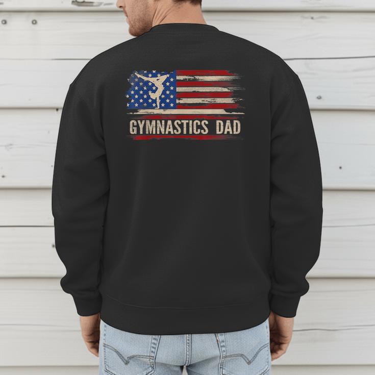 Vintage Gymnastics Dad American USA Flag Sports Men's Sweatshirt Back Print