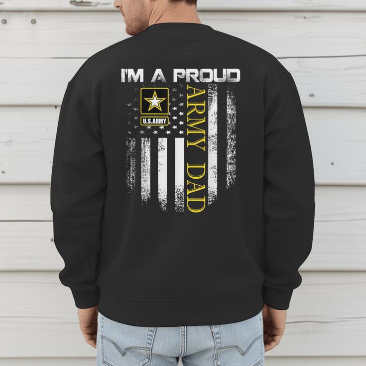 Vintage I'm A Proud Army Dad With American Flag Men's Sweatshirt Back Print