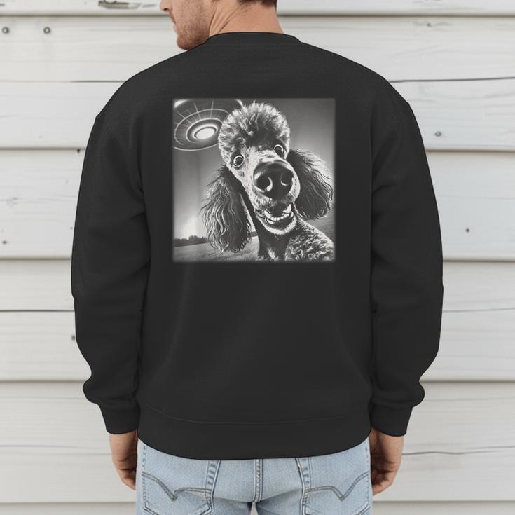 Vintage Poodle Selfie With UFO Alien Photobooth Dog Mom Dad Men's Sweatshirt Back Print