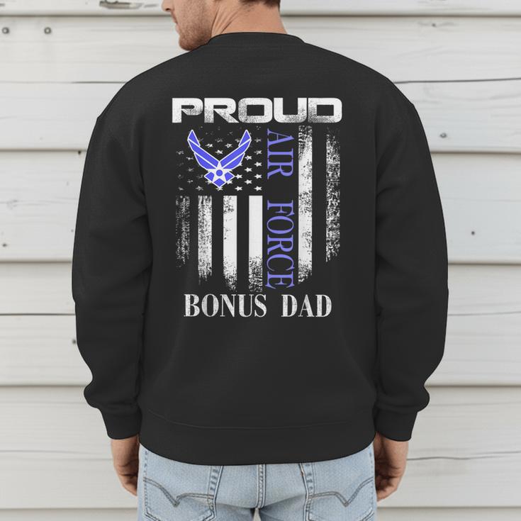 Vintage Proud Air Force Bonus Dad With American Flag Men's Sweatshirt Back Print