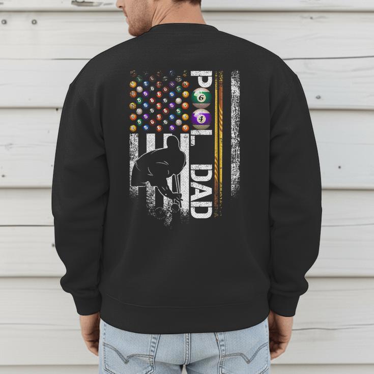 Vintage USA Flag Billiards Player Proud Pool Dad Men's Sweatshirt Back Print